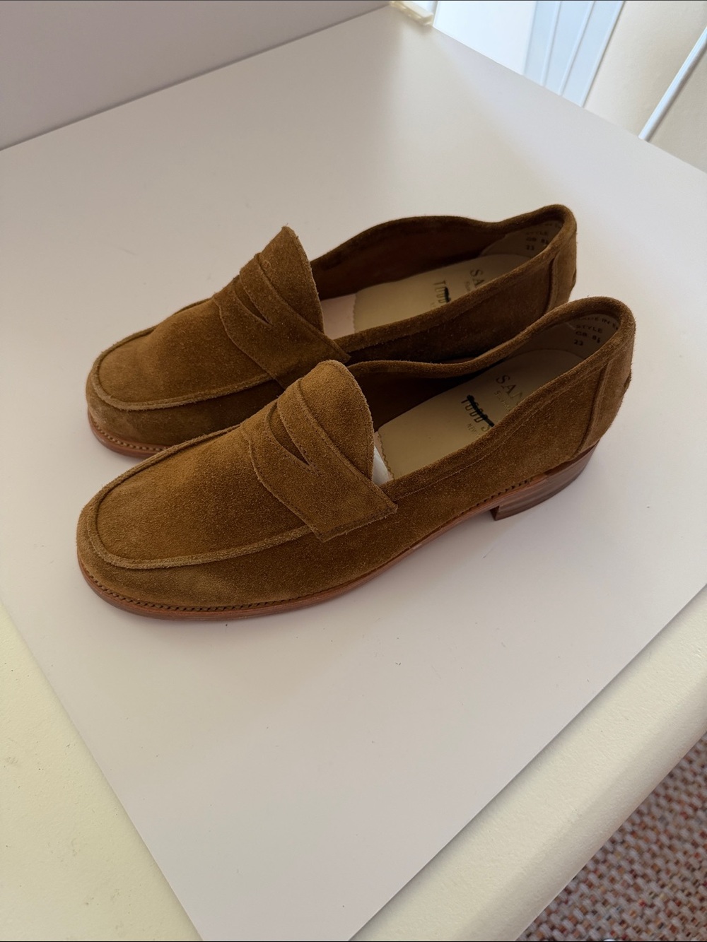 Todd Snyder X Sanders Men's Suede Penny Loafers in Brown Sz 9.5.  Tub8